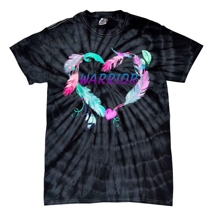 Suicide Prevention Warrior Feather Heart Support Tie-Dye T-Shirt