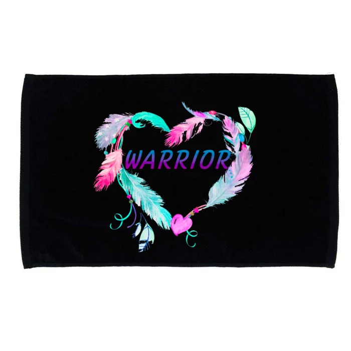 Suicide Prevention Warrior Feather Heart Support Microfiber Hand Towel