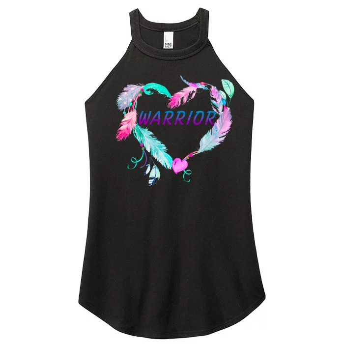 Suicide Prevention Warrior Feather Heart Support Women’s Perfect Tri Rocker Tank