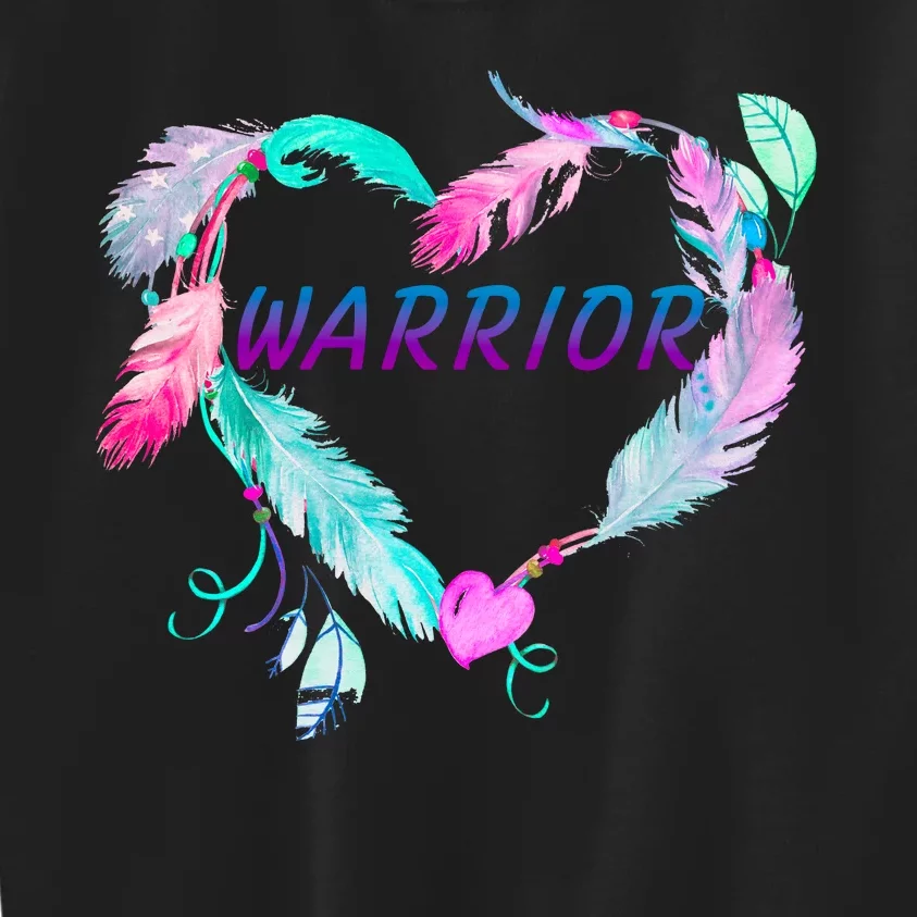 Suicide Prevention Warrior Feather Heart Support Kids Sweatshirt