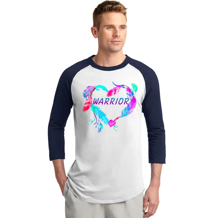 Suicide Prevention Warrior Feather Heart Support Baseball Sleeve Shirt