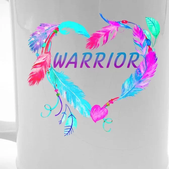 Suicide Prevention Warrior Feather Heart Support Front & Back Beer Stein