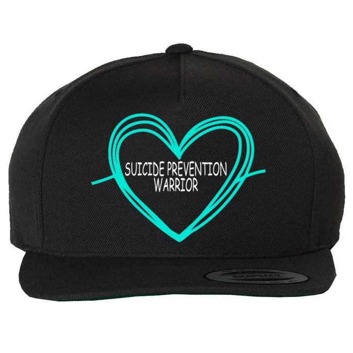 Suicide Prevention Warrior Teal Ribbon Heart Wool Snapback Cap