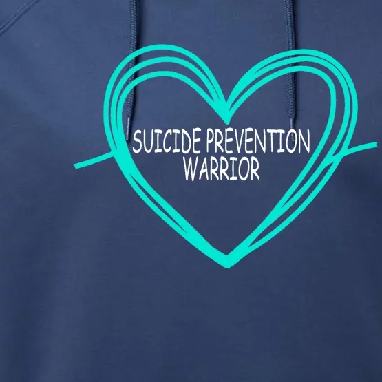 Suicide Prevention Warrior Teal Ribbon Heart Performance Fleece Hoodie