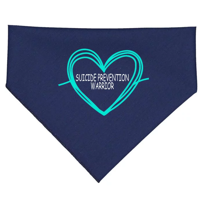 Suicide Prevention Warrior Teal Ribbon Heart USA-Made Doggie Bandana