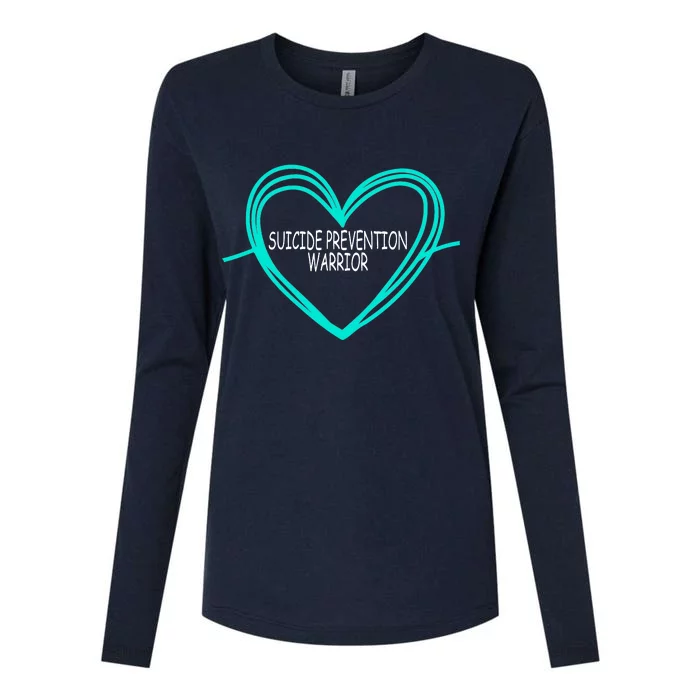 Suicide Prevention Warrior Teal Ribbon Heart Womens Cotton Relaxed Long Sleeve T-Shirt