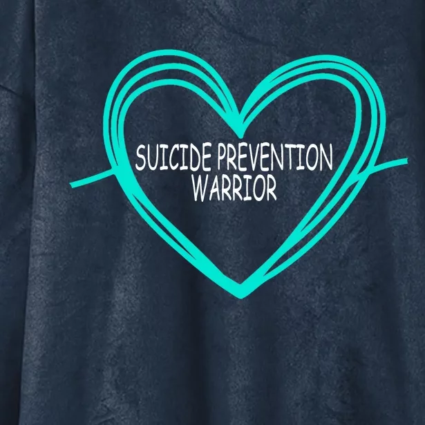 Suicide Prevention Warrior Teal Ribbon Heart Hooded Wearable Blanket