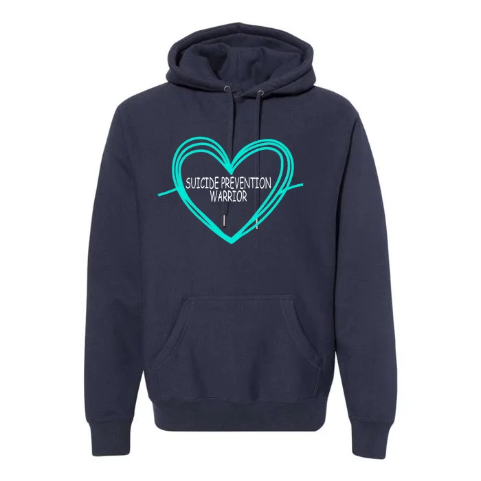 Suicide Prevention Warrior Teal Ribbon Heart Premium Hoodie