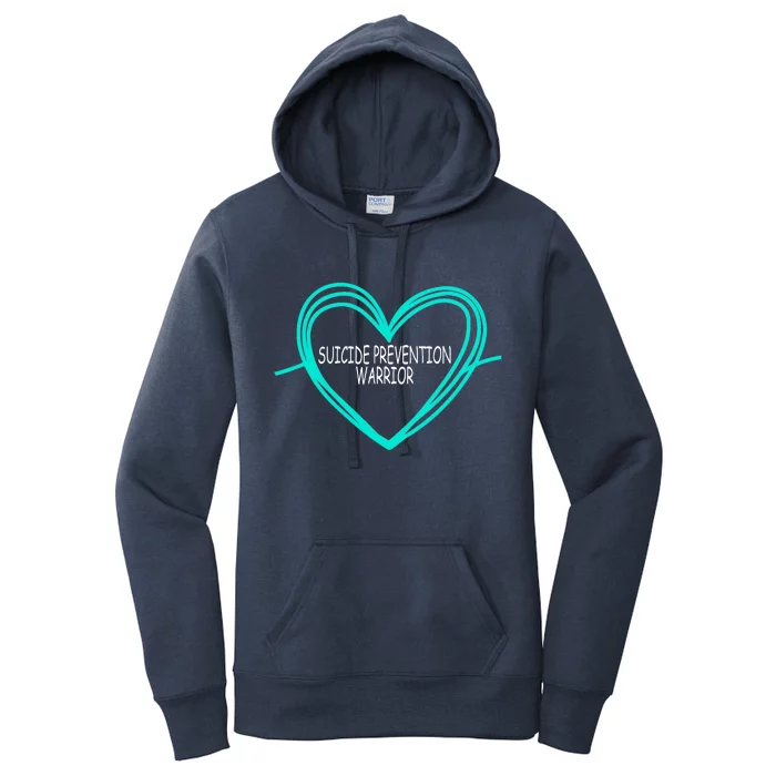 Suicide Prevention Warrior Teal Ribbon Heart Women's Pullover Hoodie