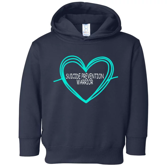 Suicide Prevention Warrior Teal Ribbon Heart Toddler Hoodie