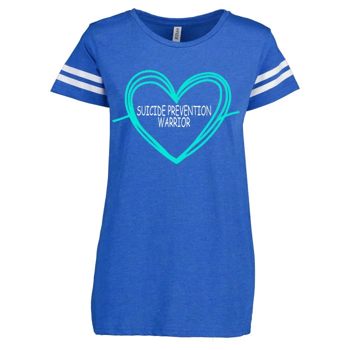 Suicide Prevention Warrior Teal Ribbon Heart Enza Ladies Jersey Football T-Shirt