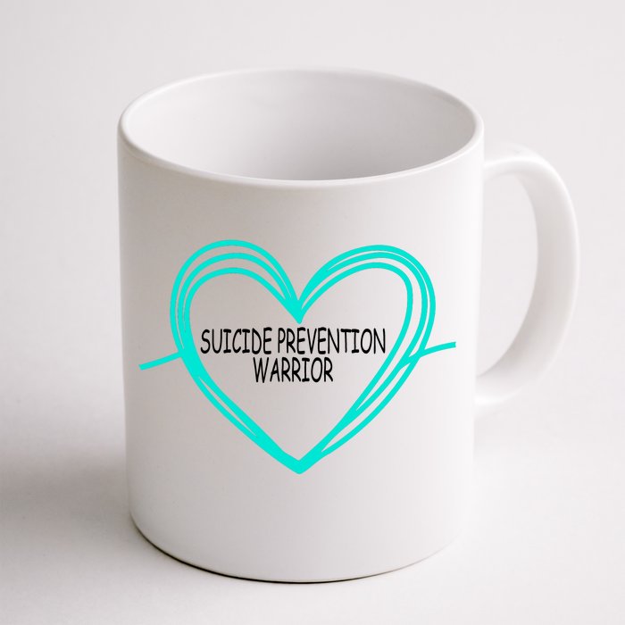 Suicide Prevention Warrior Teal Ribbon Heart Front & Back Coffee Mug