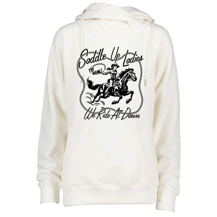 Saddle Up Ladies Womens Funnel Neck Pullover Hood