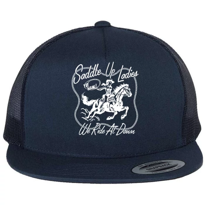 Saddle Up Ladies Flat Bill Trucker Hat