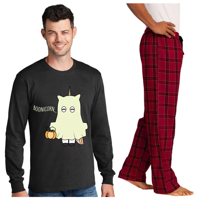 Spooky Unicorn Lover Halloween Boonicorn Halloween Gift Long Sleeve Pajama Set