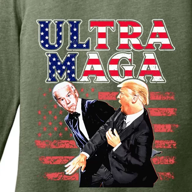 Super Ultra Mega Maga Trump Liberal Supporter Republican Womens CVC Long Sleeve Shirt