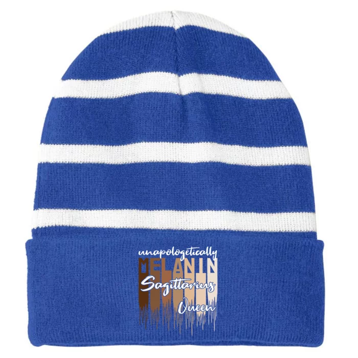 Sagittarius Unapologetically Melanin Queen For Black Gift Striped Beanie with Solid Band