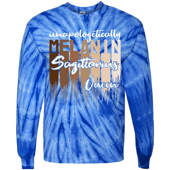 Sagittarius Unapologetically Melanin Queen For Black Gift Tie-Dye Long Sleeve Shirt