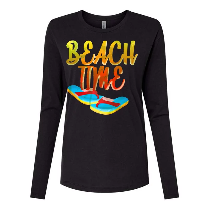 Summer Beach Time Womens Cotton Relaxed Long Sleeve T-Shirt