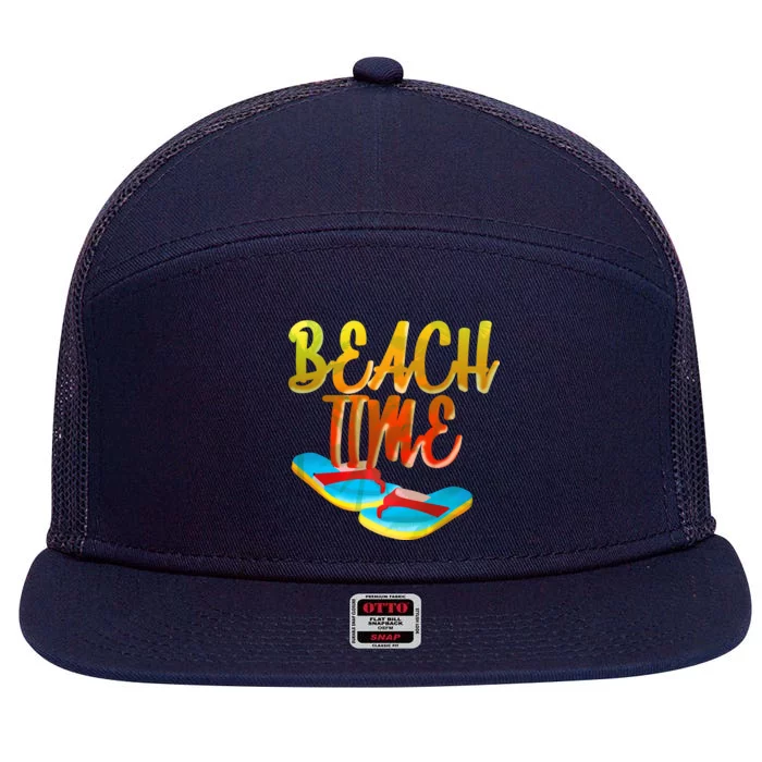 Summer Beach Time 7 Panel Mesh Trucker Snapback Hat