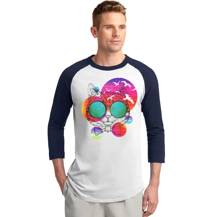 Summer Cat Baseball Sleeve Shirt