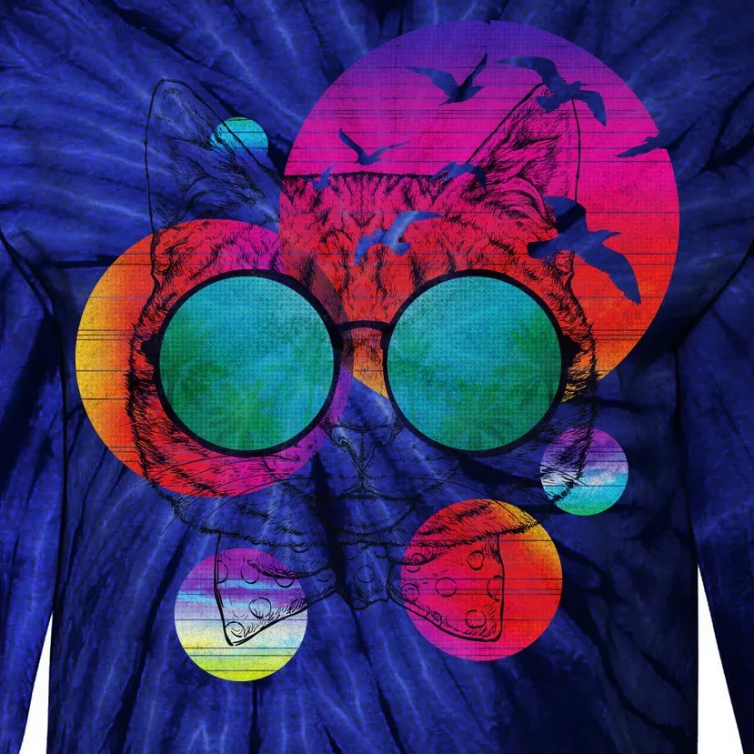 Summer Cat Tie-Dye Long Sleeve Shirt