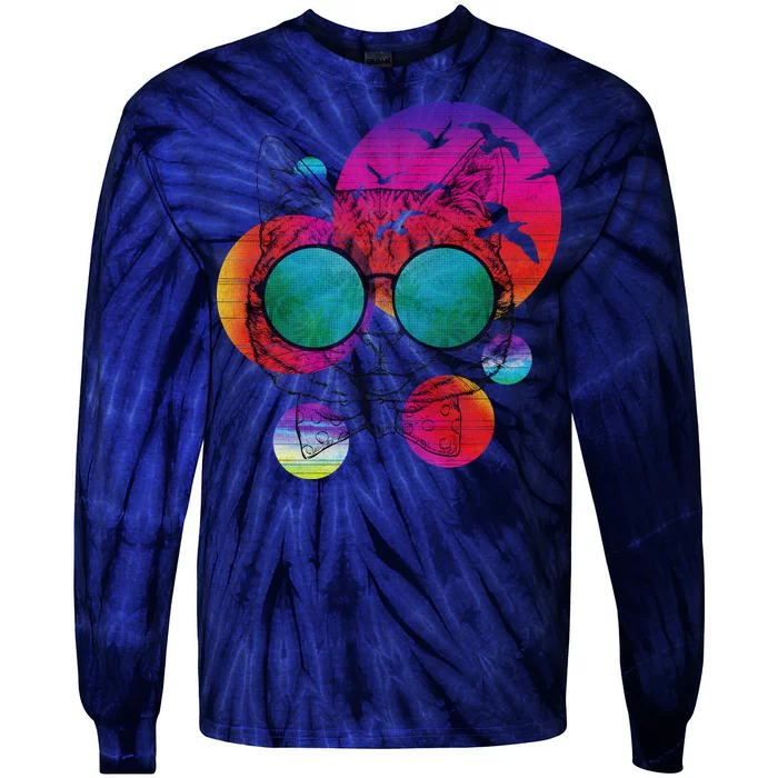 Summer Cat Tie-Dye Long Sleeve Shirt