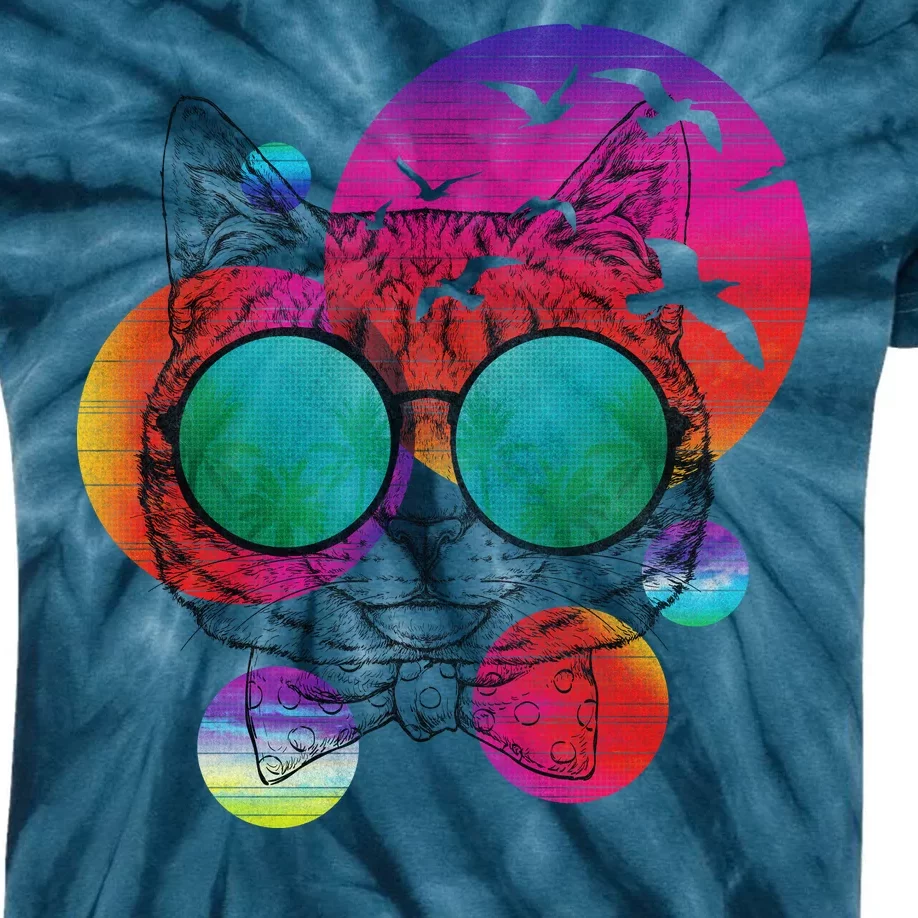 Summer Cat Kids Tie-Dye T-Shirt