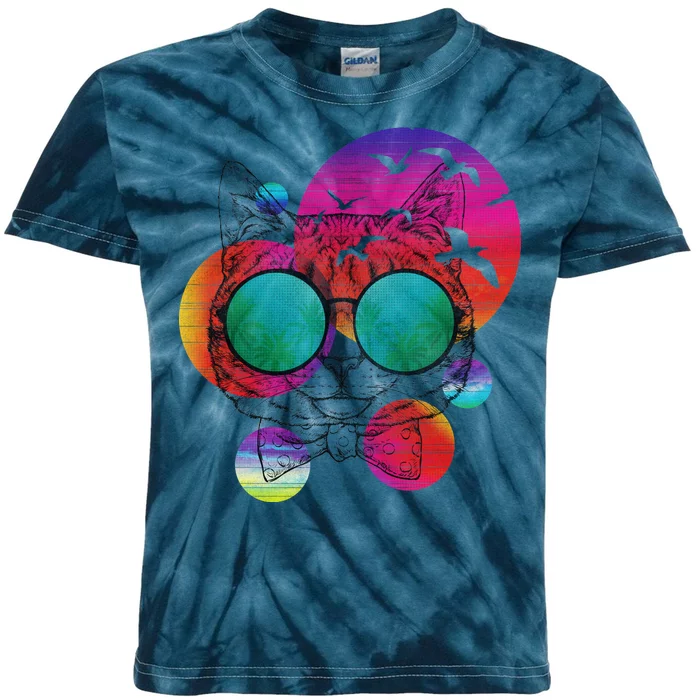 Summer Cat Kids Tie-Dye T-Shirt