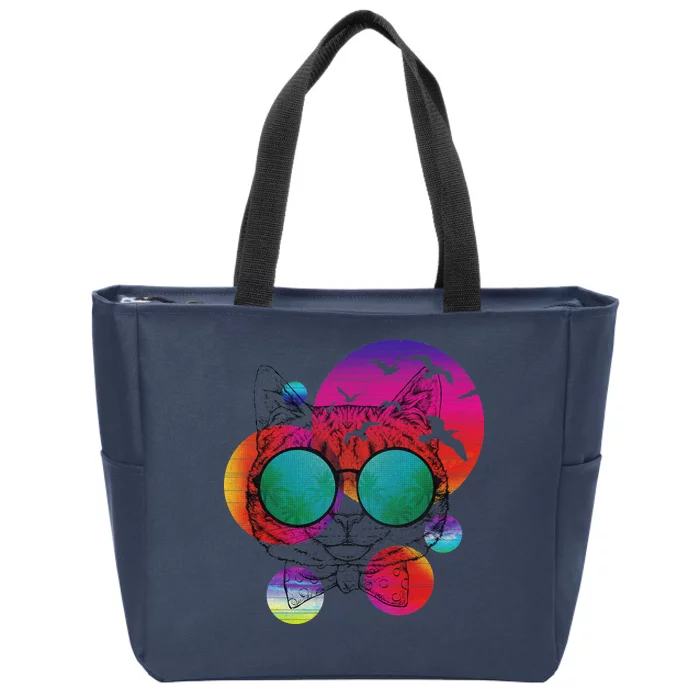 Summer Cat Zip Tote Bag