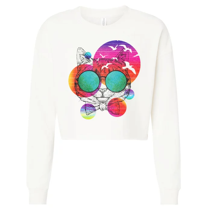 Summer Cat Cropped Pullover Crew