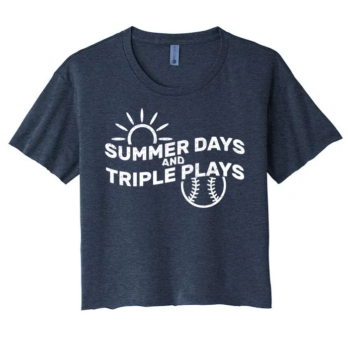 Summer Days And Triple Plays Women's Crop Top Tee