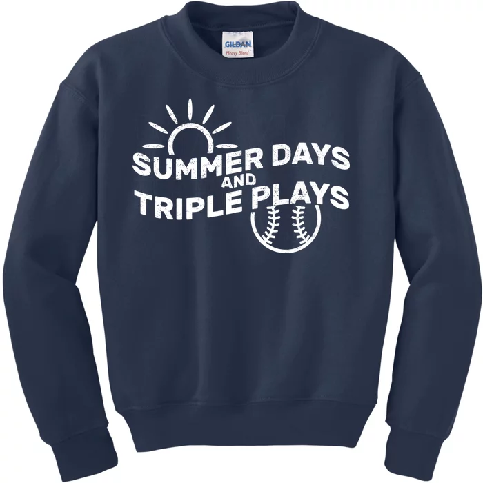 Summer Days And Triple Plays Kids Sweatshirt