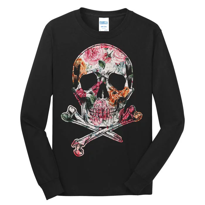 Summer Flower Skull Tall Long Sleeve T-Shirt