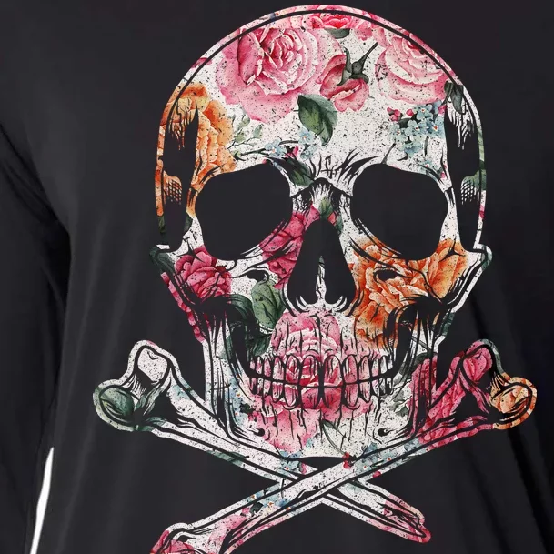 Summer Flower Skull Cooling Performance Long Sleeve Crew