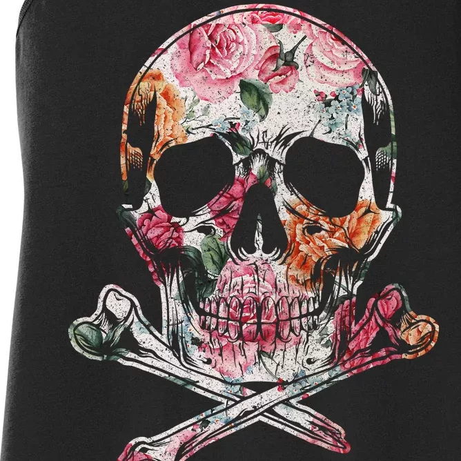 Summer Flower Skull Women's Racerback Tank