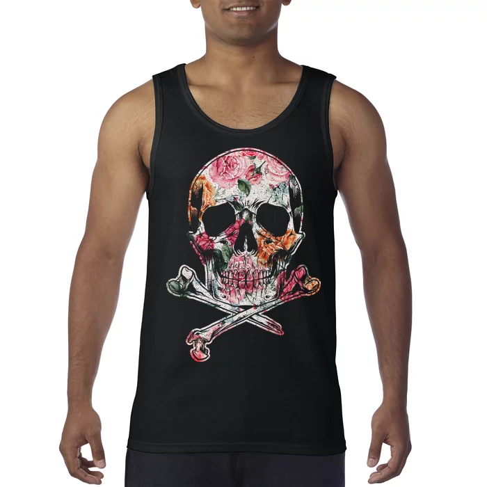 Summer Flower Skull Tank Top