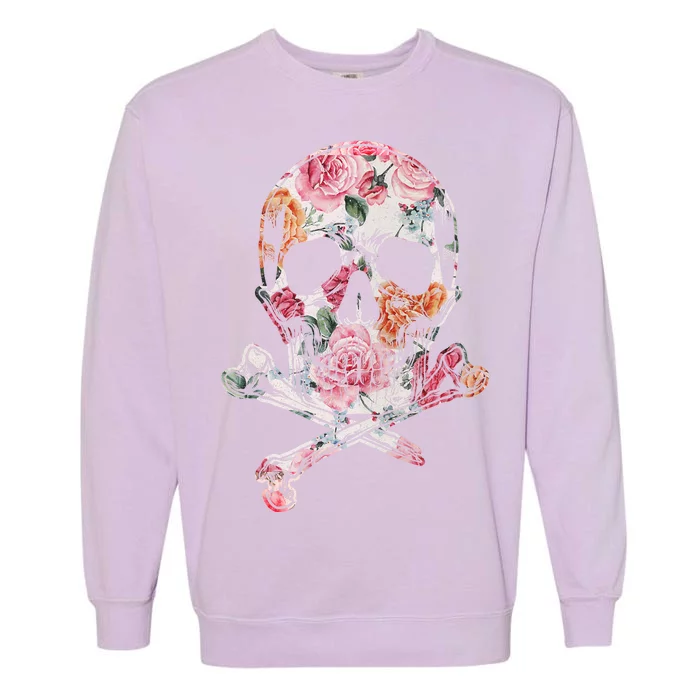 Summer Flower Skull Garment-Dyed Sweatshirt