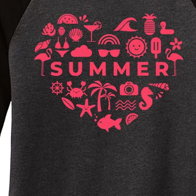 Summer Heart Women's Tri-Blend 3/4-Sleeve Raglan Shirt