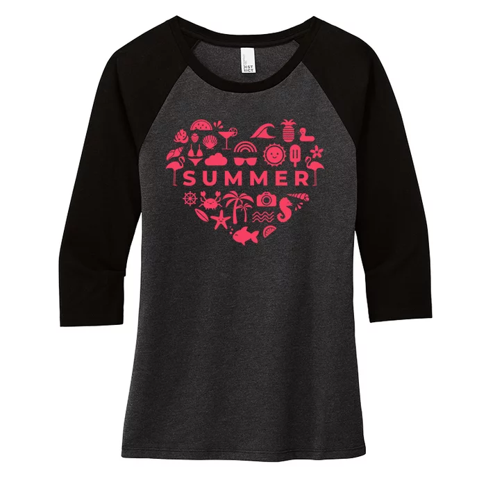 Summer Heart Women's Tri-Blend 3/4-Sleeve Raglan Shirt