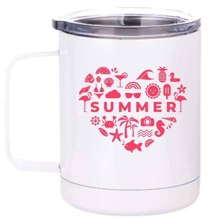 Summer Heart Front & Back 12oz Stainless Steel Tumbler Cup