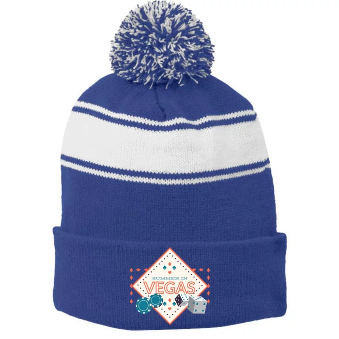 Summer In Vegas Stripe Pom Pom Beanie