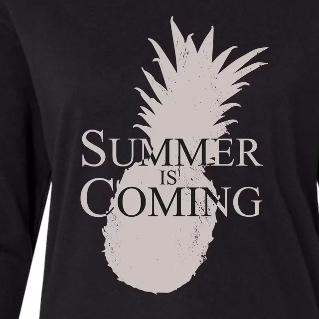 Summer Is Coming Pineapple Womens Cotton Relaxed Long Sleeve T-Shirt