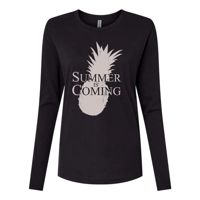 Summer Is Coming Pineapple Womens Cotton Relaxed Long Sleeve T-Shirt