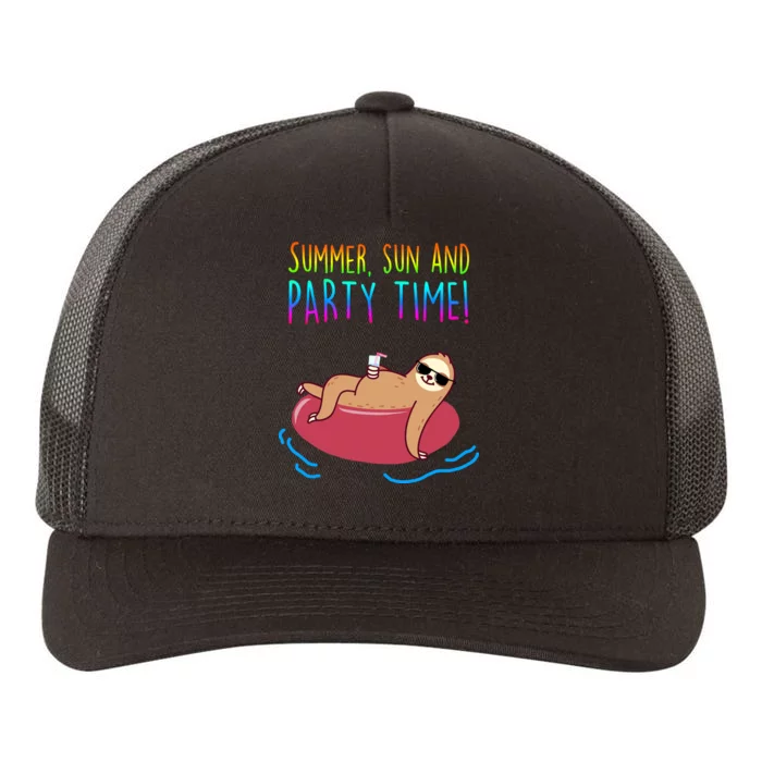 Summer Sun And Party Time Sloth Loungin Yupoong Adult 5-Panel Trucker Hat