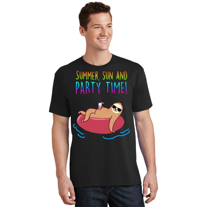 Summer Sun And Party Time Sloth Loungin T-Shirt