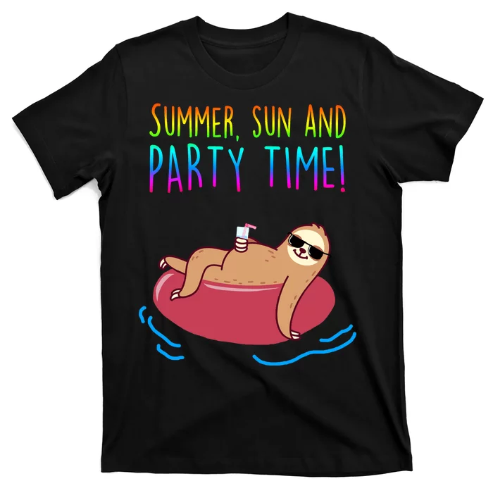 Summer Sun And Party Time Sloth Loungin T-Shirt