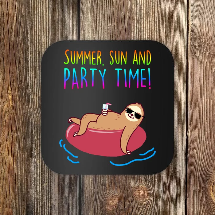 Summer Sun And Party Time Sloth Loungin Coaster