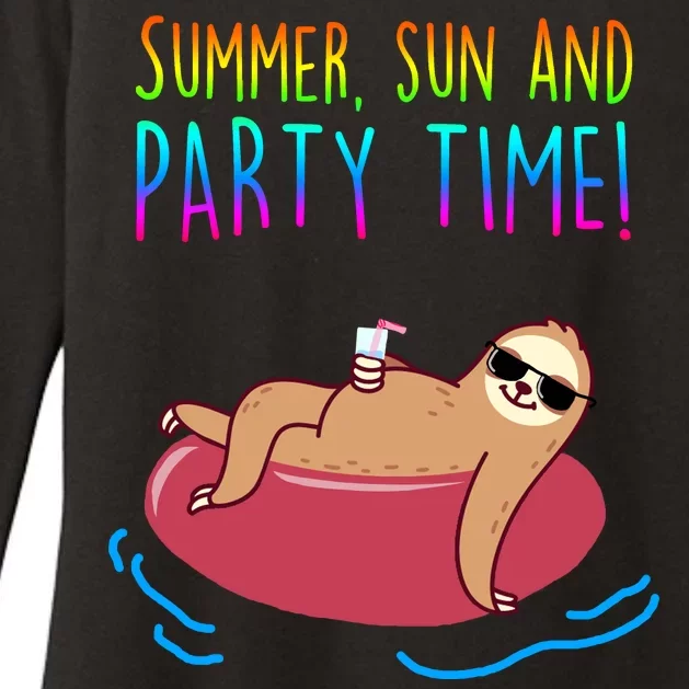 Summer Sun And Party Time Sloth Loungin Womens CVC Long Sleeve Shirt