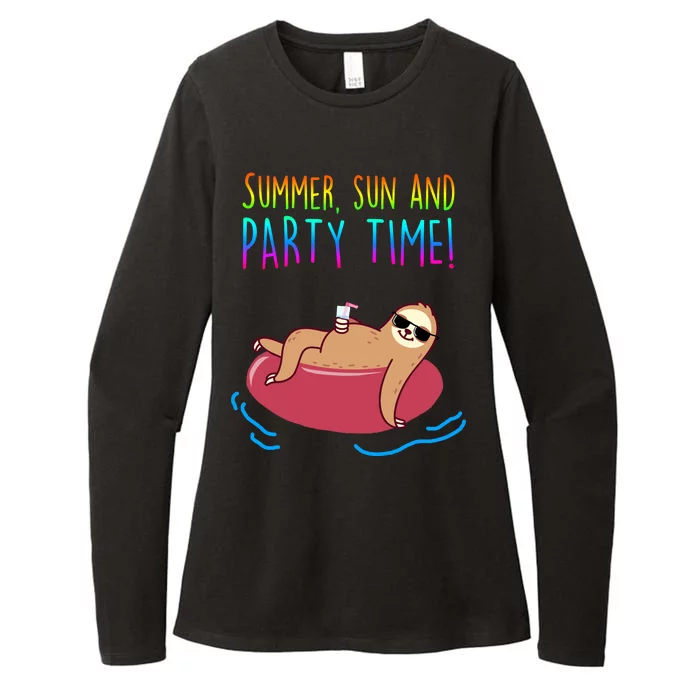 Summer Sun And Party Time Sloth Loungin Womens CVC Long Sleeve Shirt